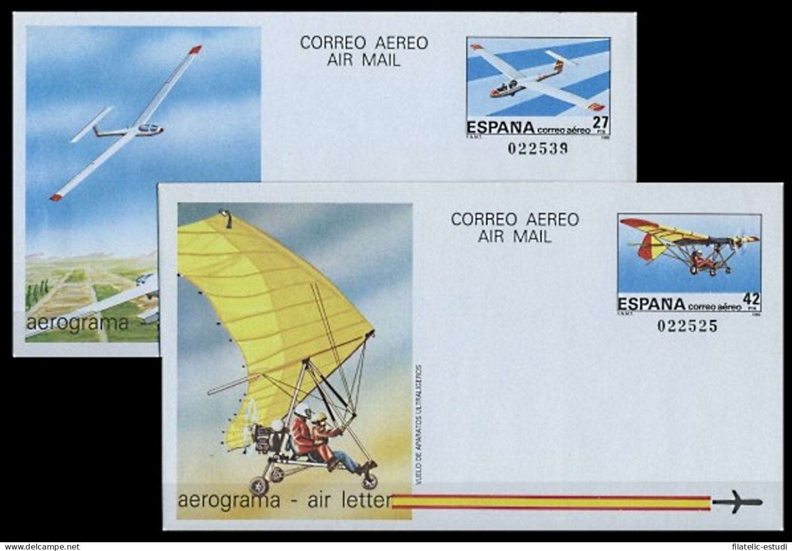 España Aerogramas 209/10 1985 Velero Clase óptima Ultraligero Avión Plane - Aerograms