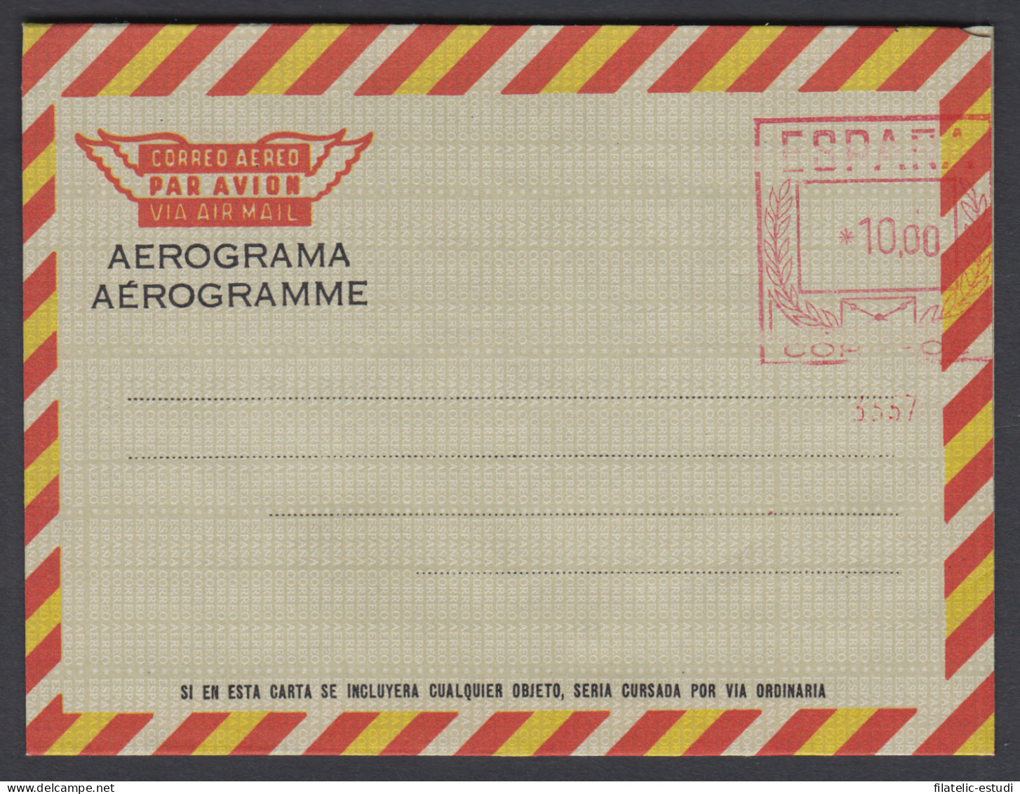 España Aerograma 112 1974/75 Bicolor Franqueo Mecánico Previamente Impreso - Aerogramas