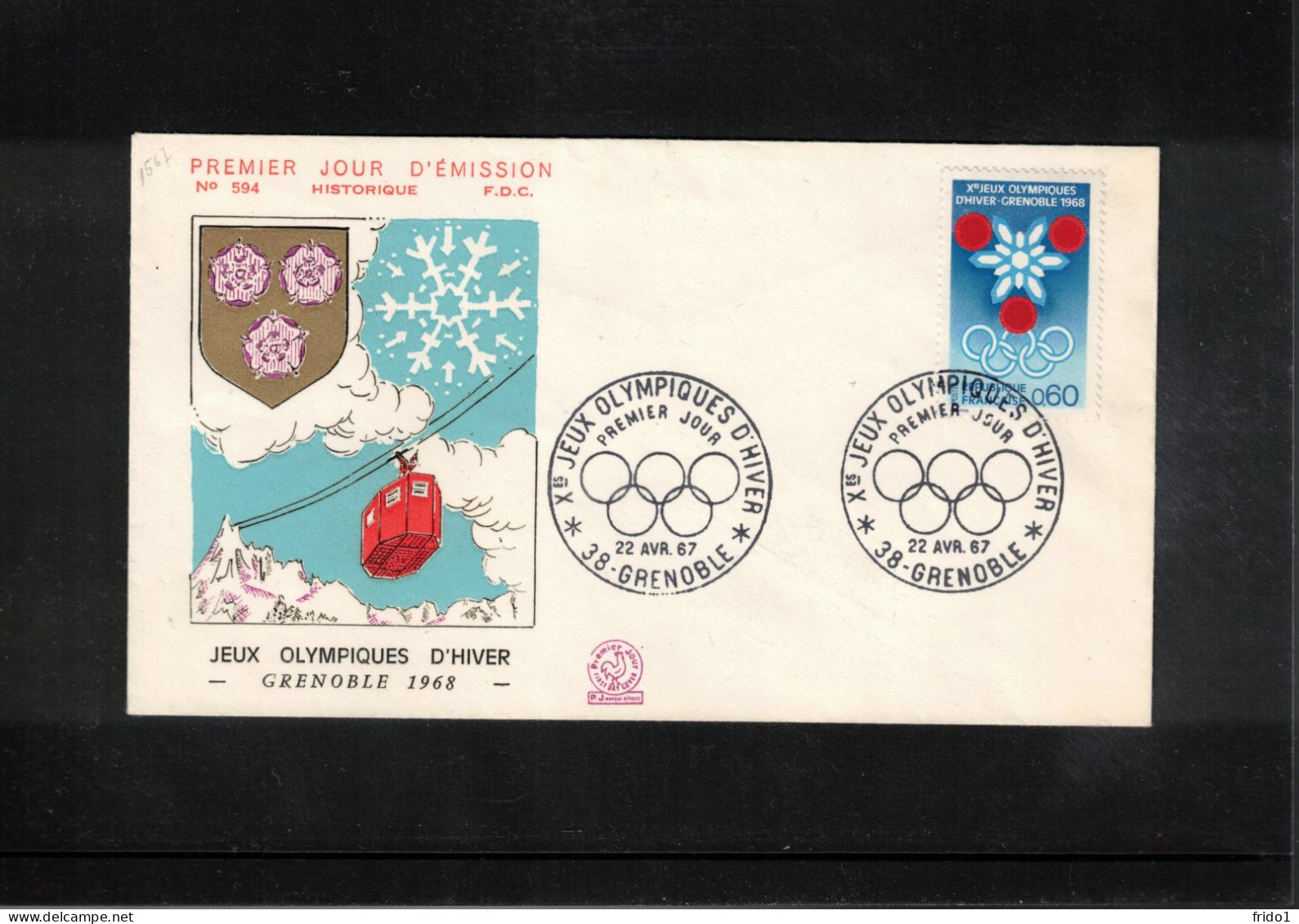 France 1967 Olympic Games Grenoble FDC - Inverno1968: Grenoble