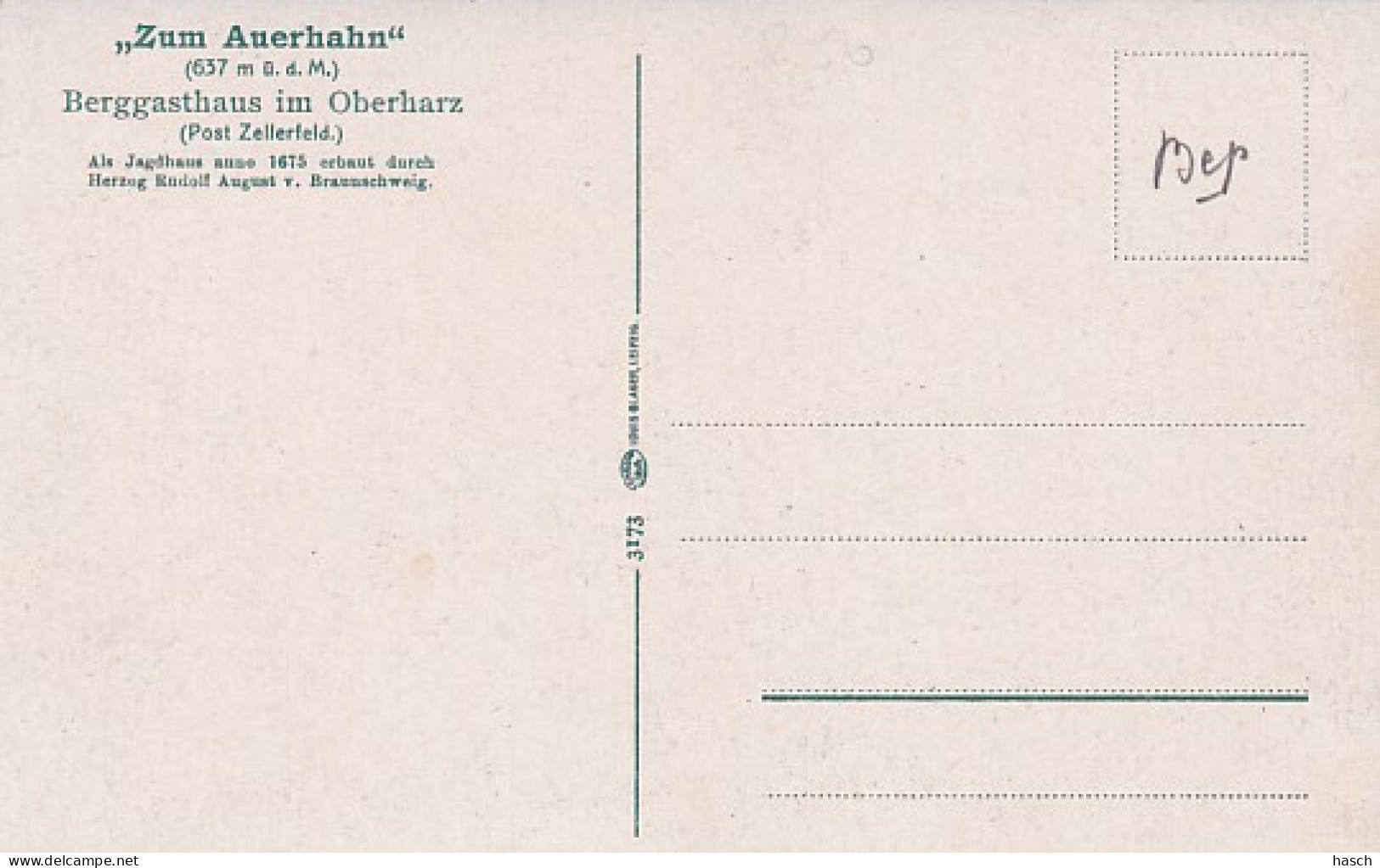 2791	168	Berggasthaus Zum Auerhahn (Sehr Kleine Falten Im Ecken Und Kanten) - Oberharz