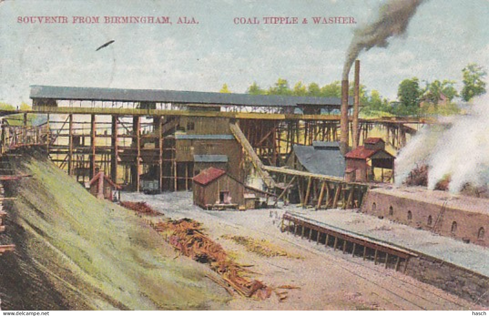 279393Birmingham At Brookwood, Coal Tipple & Washer Souvenir From ((left Side Little Tear, See Back Side, Right Corner - Sonstige & Ohne Zuordnung