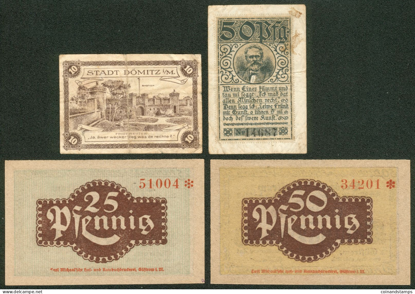 Vorderstadt Güstrow 25+50 Pfennig 30. Juni 1919 + 2 Weitere Scheine Dömitz, Stavenhagen - Collezioni