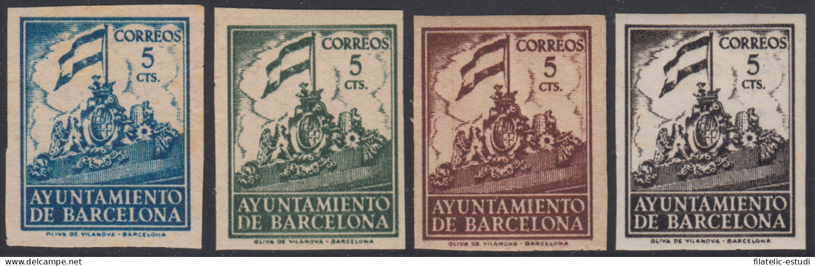 Barcelona 24s , 26s , 27s, 28s  1940 - 1941 Frontispicio Del Ayuntamiento MNH - Barcelone