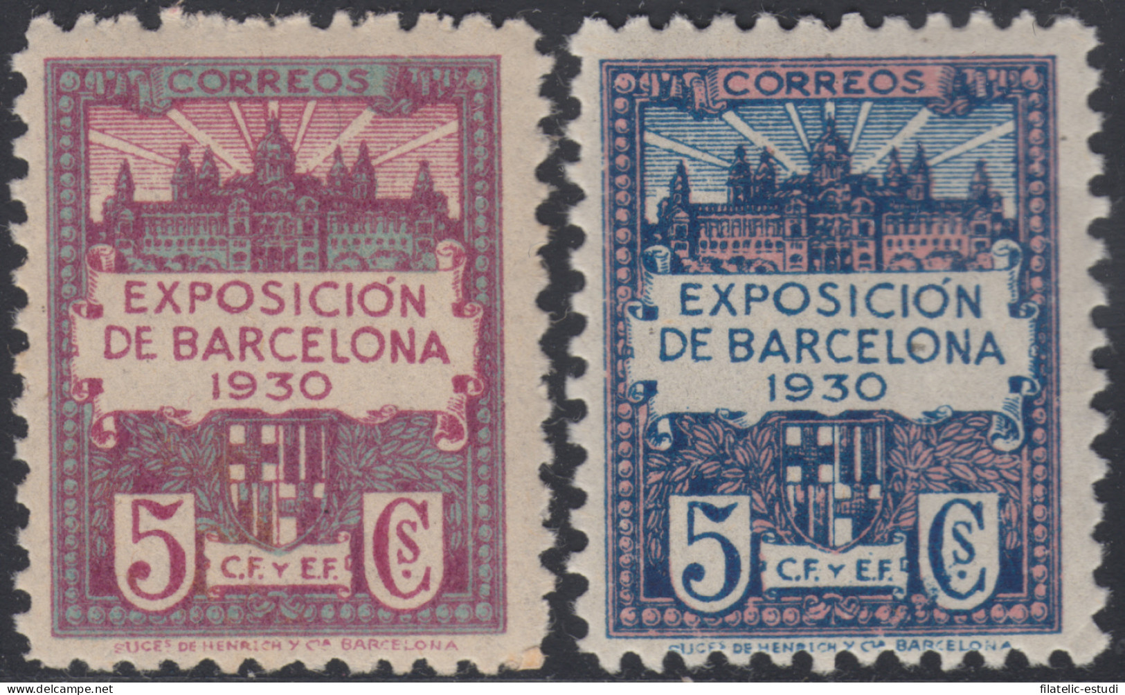 Barcelona 7/8 1930 Congreso Filatélico Exposición Montjuic MNH - Barcellona