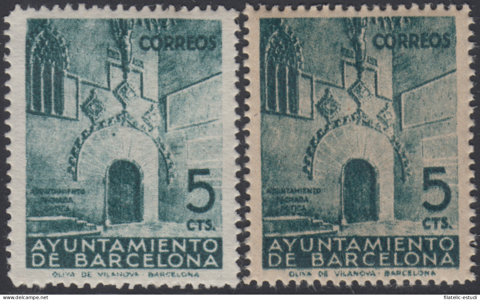 Barcelona 19/20 1938 Puerta Gótica Del Ayuntamiento MNH - Barcellona