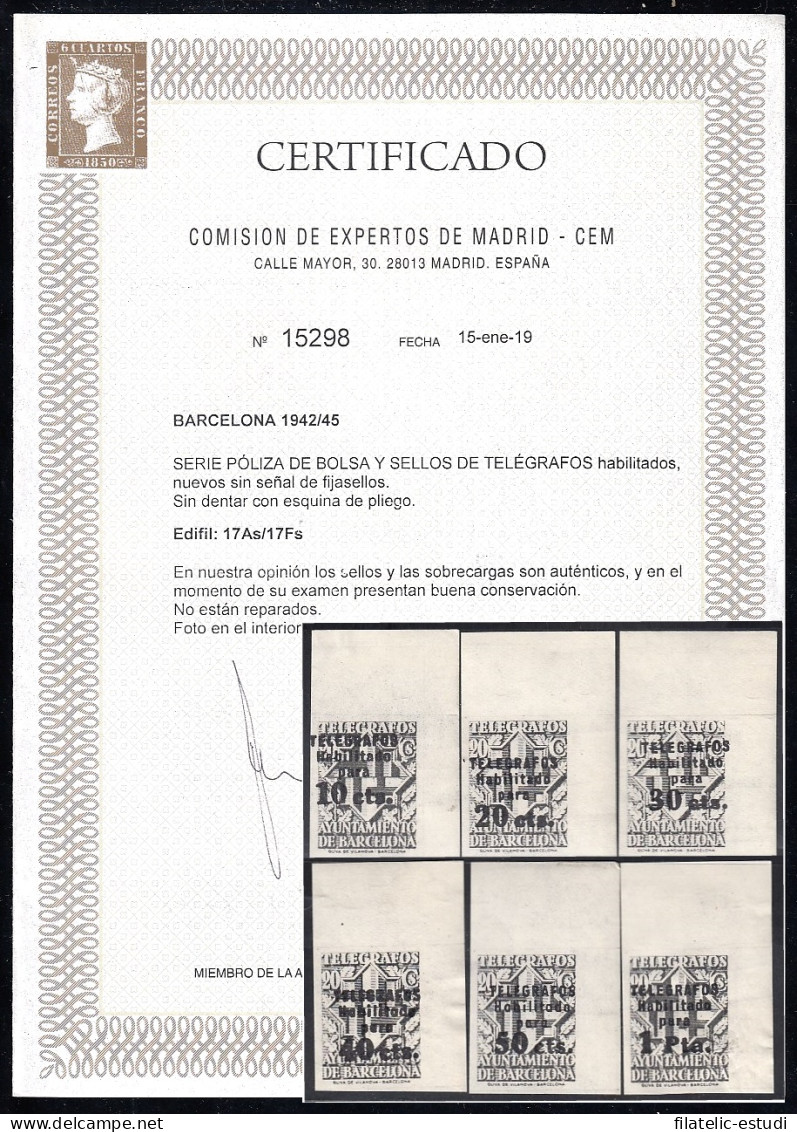 Barcelona 17As/17Fs 1942/45 Ayuntamiento De Barcelona MNH - Barcelone