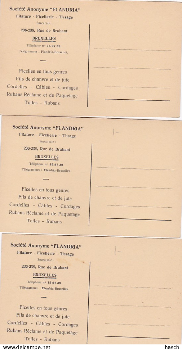 2810	121	Bruxelles, Société Anonyme ‘’Flandria’’ (3 Cartes) - Straßenhandel Und Kleingewerbe