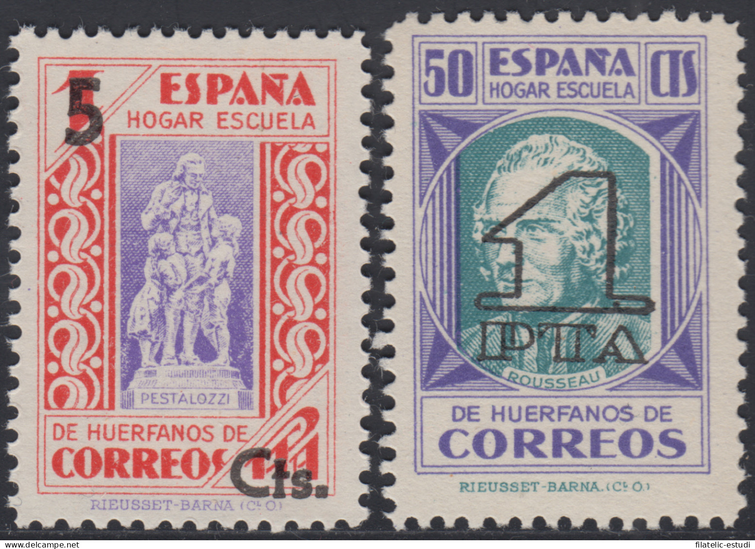 España Spain Beneficencia Huérfanos Correos 27/28 1938 Pedagogos MH - Beneficenza