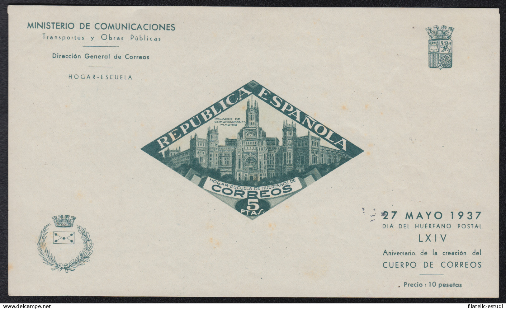 España Spain Beneficencia 18 Huérfanos Correos 1937 Beneficencia  Madrid MNH - Wohlfahrtsmarken