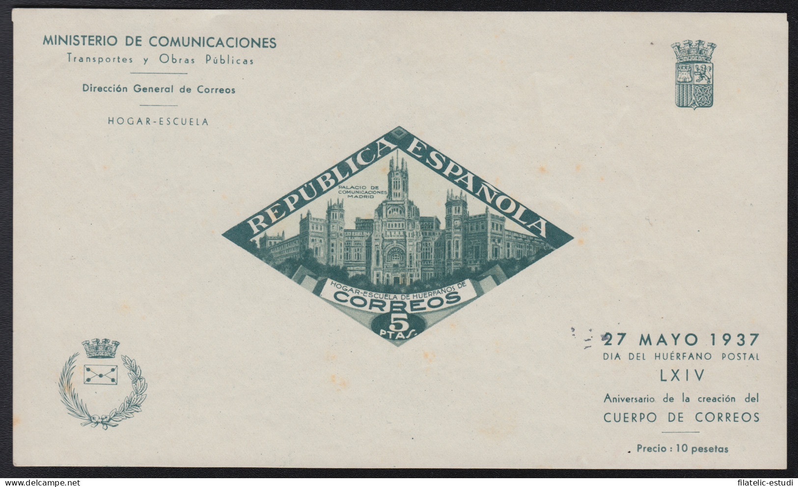 España Spain Beneficencia 18 Huérfanos Correos 1937 Beneficencia  Madrid MNH - Charity