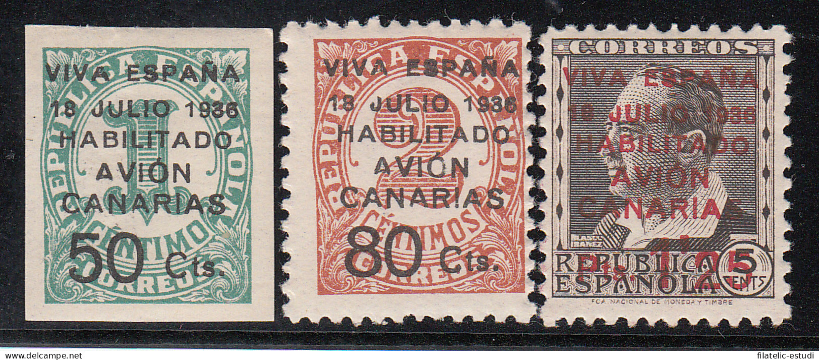 España Spain Canarias 4A/7 Aéreo 1937 Cifras Blasco Ibañez Numbers MNH - Autres & Non Classés