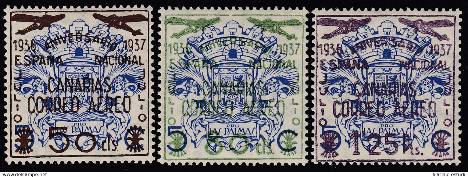 España Spain Canarias 31/33 1937 Sellos Benéficos Habilitados MH - Altri & Non Classificati