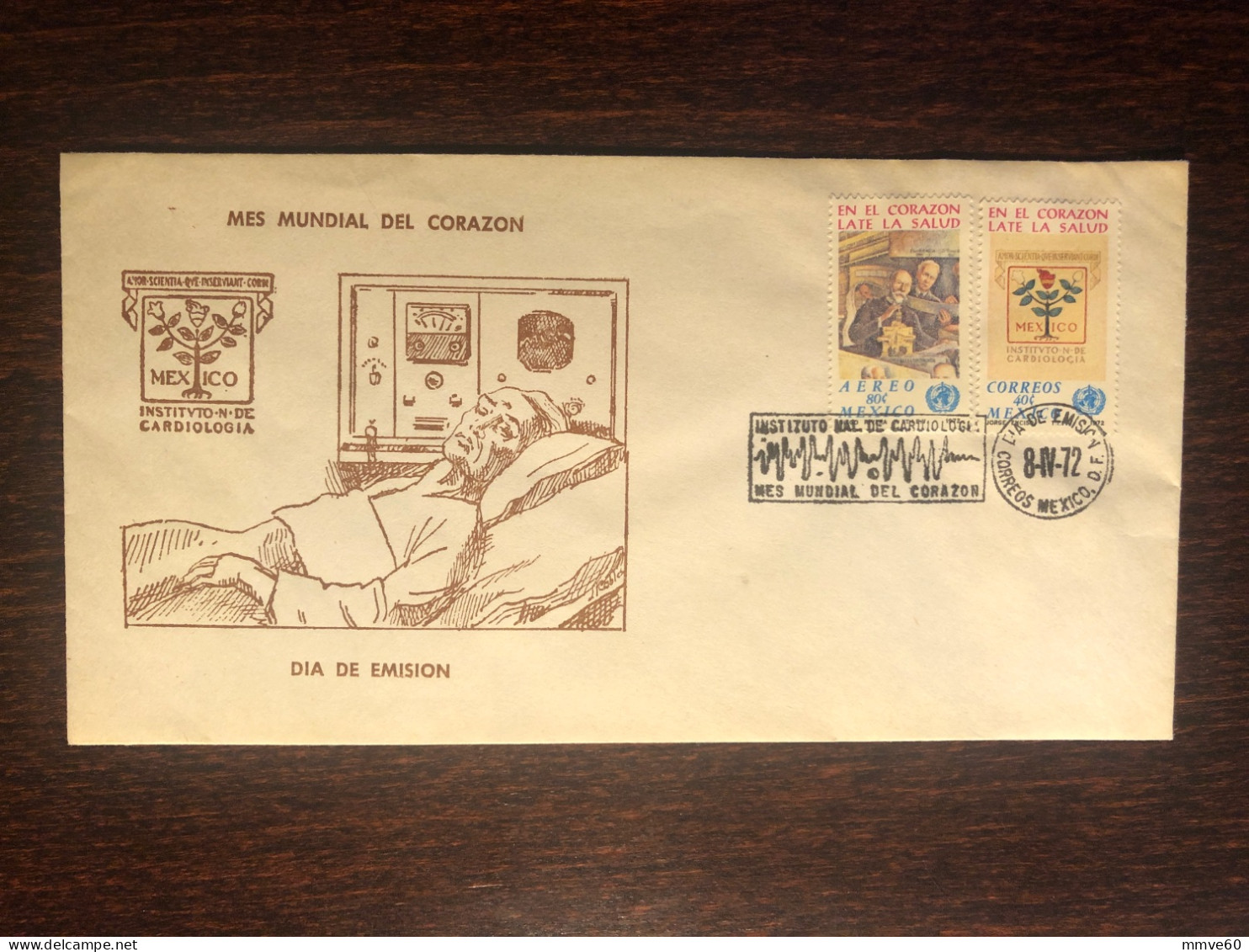 MEXICO FDC COVER 1972 YEAR CARDIOLOGY HEART HEALTH MEDICINE STAMPS - Mexico