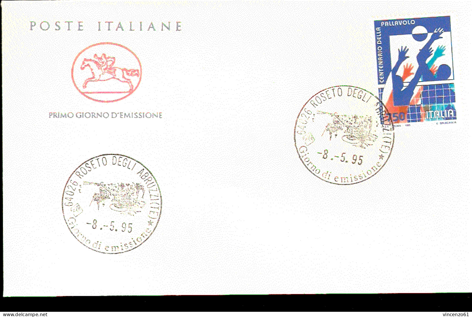 1995 BUSTA CON ANNULLO FDC Lo Sport Italiano. Centenario Della Pallavolo. - Volleybal