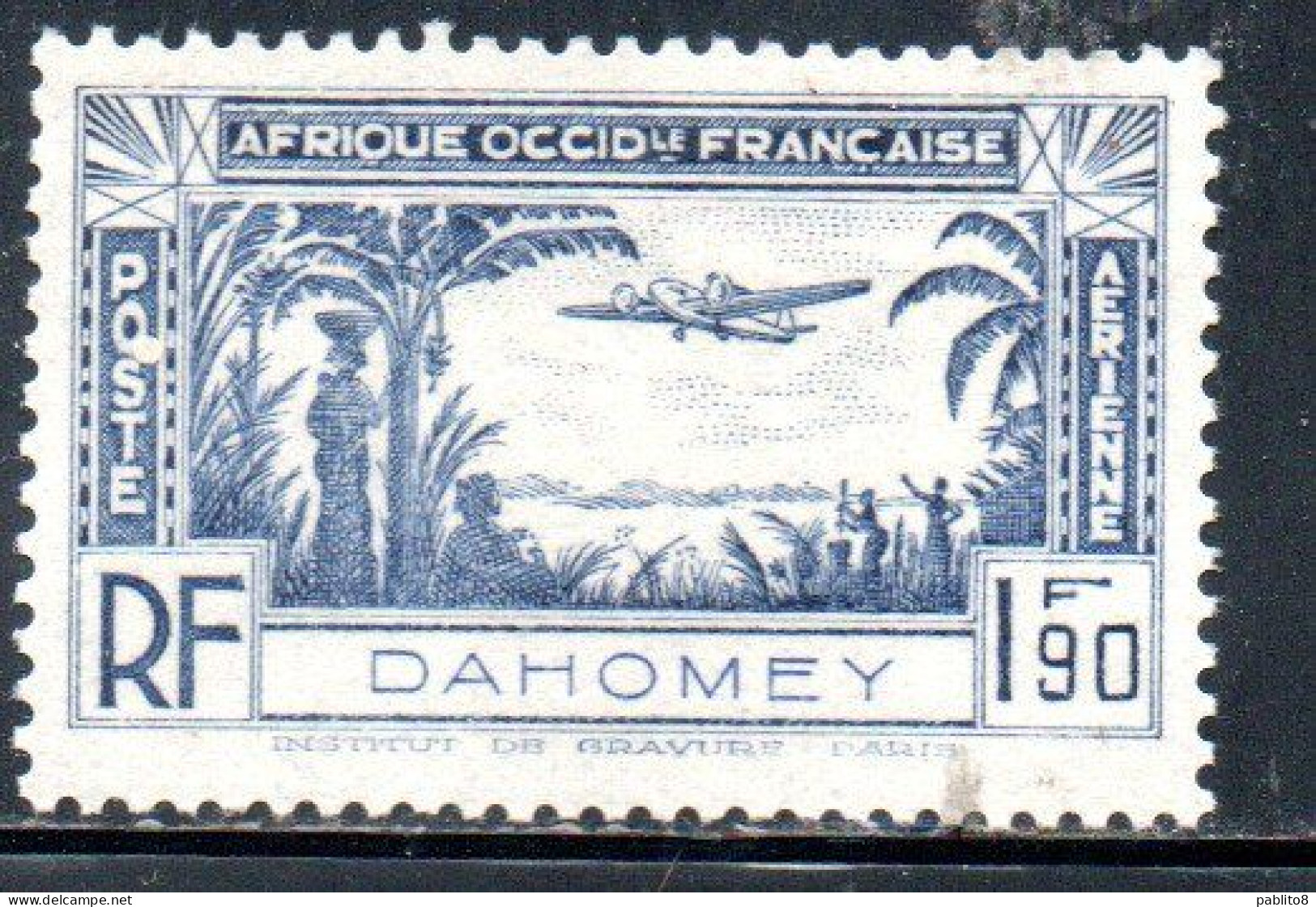 DAHOMEY 1940 AIR POST MAIL POSTE AERIENNE AIRMAIL PLANE 1.90fr MH - Unused Stamps