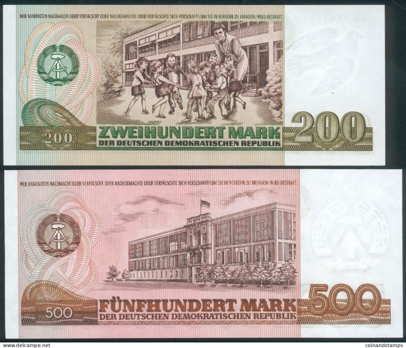 DDR 200 + 500 Mark 1985 Grabowski DDR-26, DDR-27, UNC. - 200 Mark