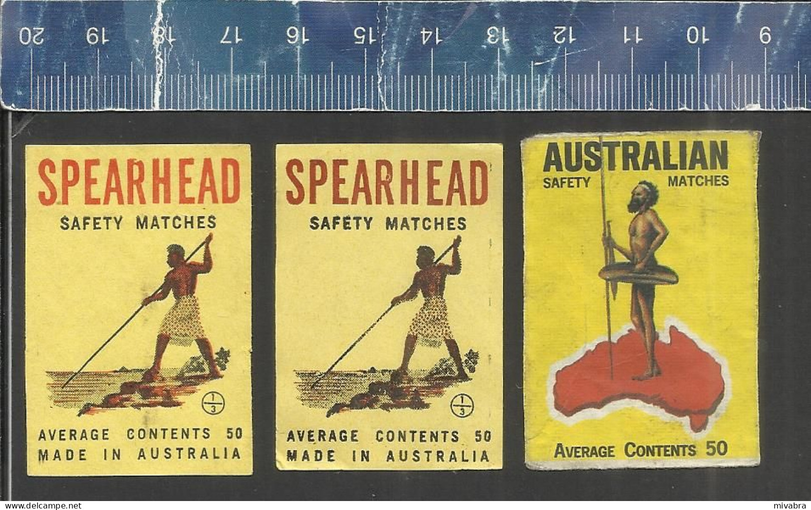 ABORIGINALS INDIGENOUS AUSTRALIANS -  SPEARHEAD MATCHBOX LABELS - MADE IN AUSTRALIA - Boites D'allumettes - Etiquettes