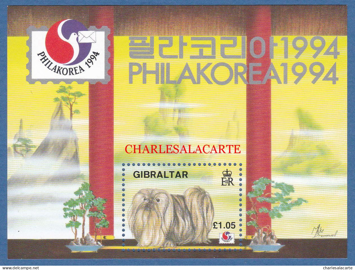 GIBRALTAR 1994  DOGS  PHILAKOREA  STAMP EXPO.  M.S.  S.G. MS 725  U.M. - Gibraltar