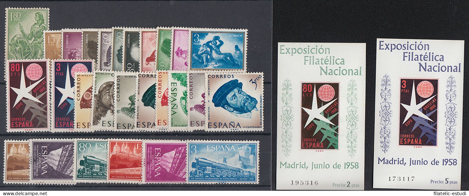 España Spain Año Completo Year Complete 1958 MH Sombras - Annate Complete