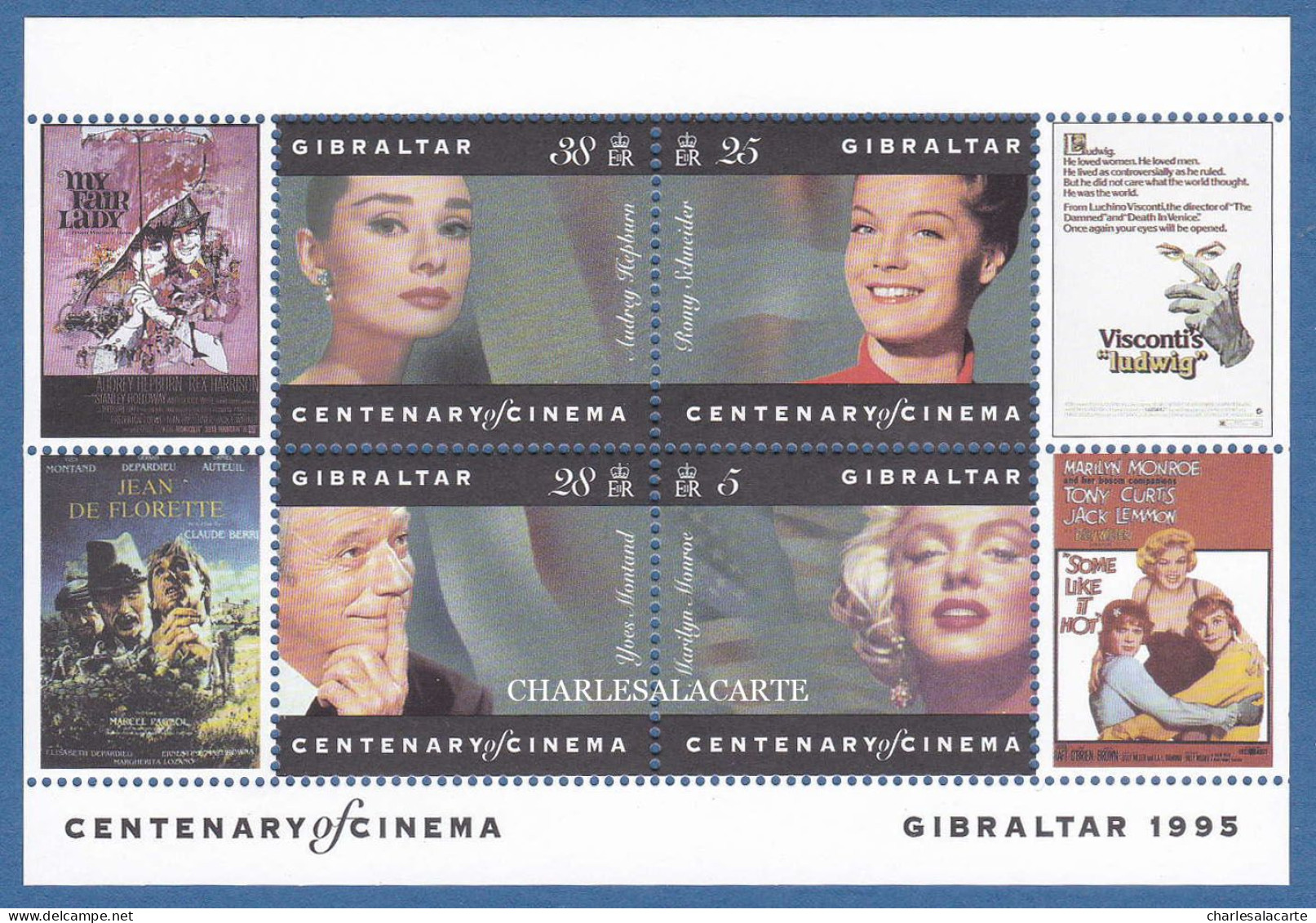 GIBRALTAR 1995  CINEMA CENTENARY. M.S. X2  S.G. MS 756  U.M. - Gibraltar