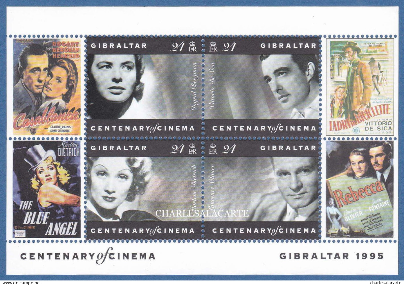 GIBRALTAR 1995  CINEMA CENTENARY. M.S. X2  S.G. MS 756  U.M. - Gibraltar
