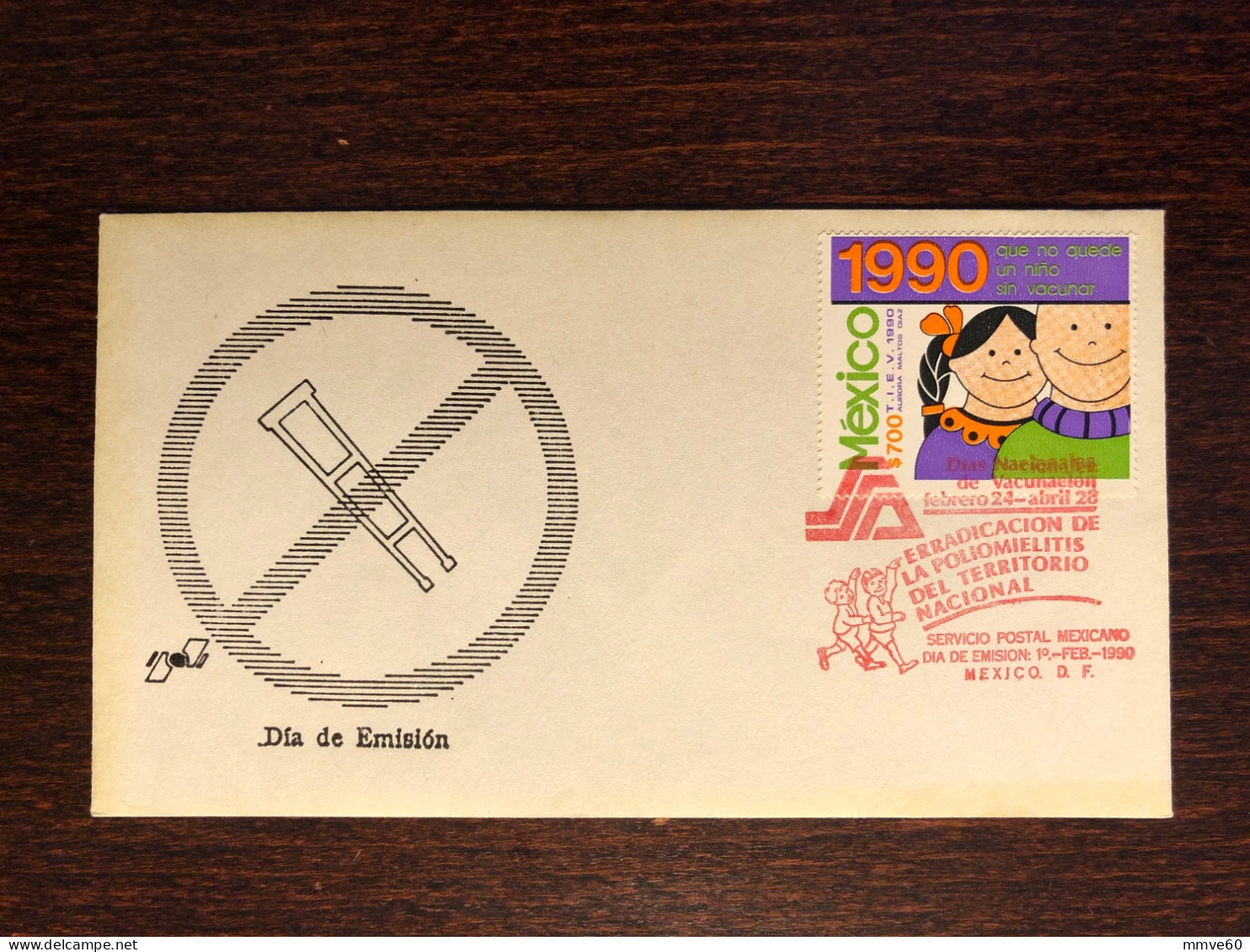 MEXICO FDC COVER 1990 YEAR POLIO POLIOMYELITIS HEALTH MEDICINE STAMPS - Mexico