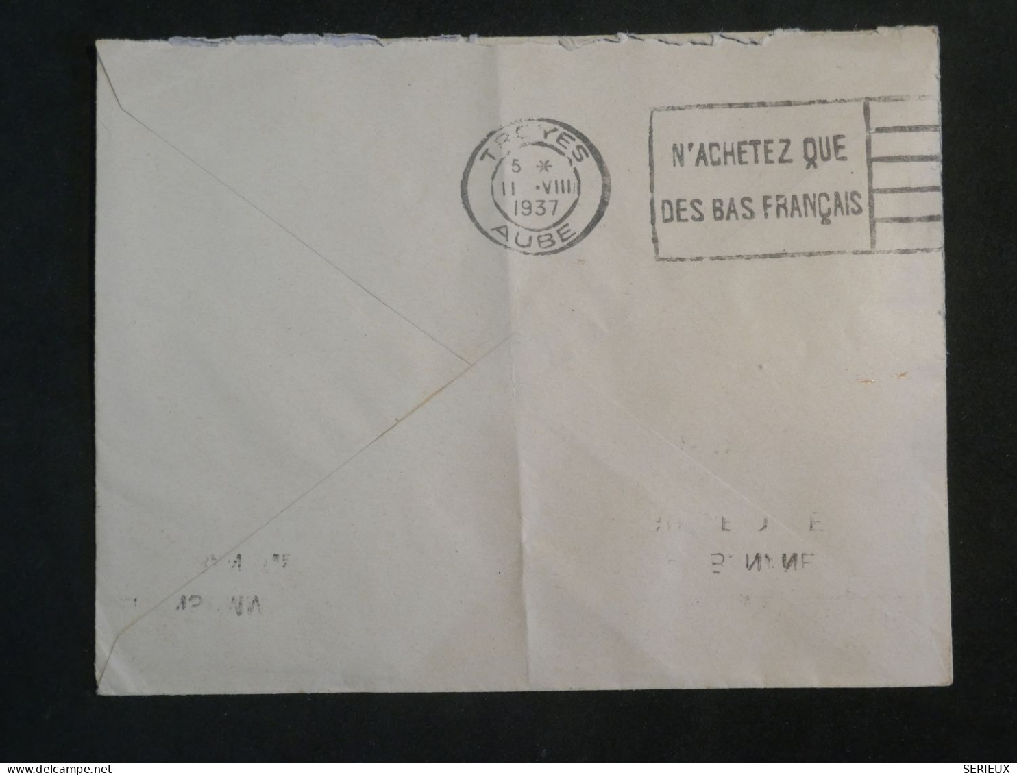 DK 16 GUADELOUPE   BELLE LETTRE PRIVEE 1937 POINTE A PITRE   A  TROYES   FRANCE + SURCHARGE+AFF. INTERESSANT+++ + - Covers & Documents