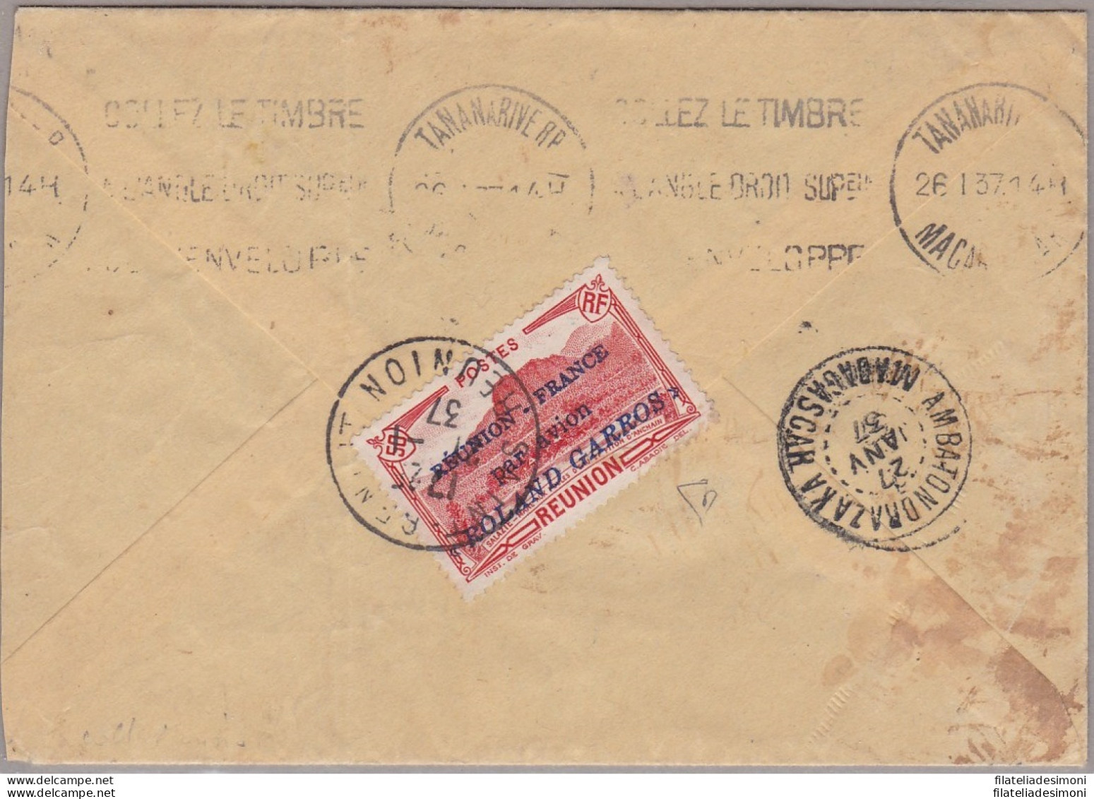 1937 REUNION, Yvert  PA N° 1  Courrier D'escales Au Depart De La Réunion CS Su - Andere & Zonder Classificatie