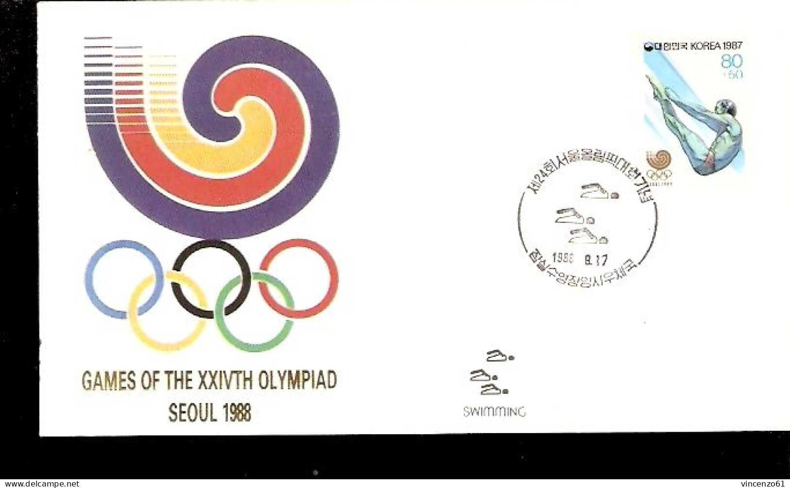 SEOUL 1988 ANNULLO SPECIALE NUOTO AFFRANCATURA TUFFI - Duiken