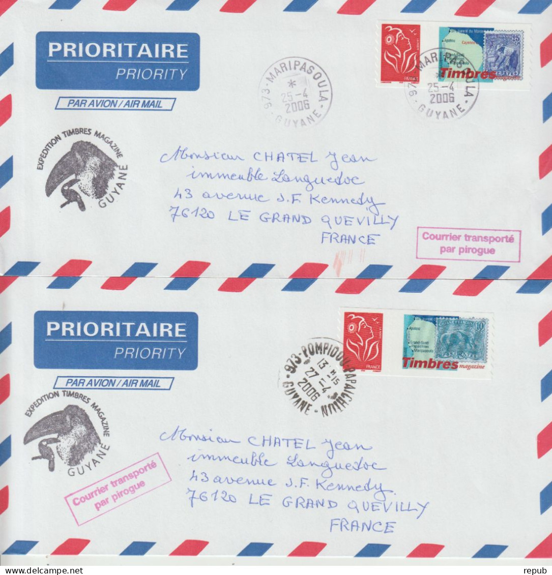 France 2006 Personnalisés Guyane 5 Lettres Et Oblit. Différentes - Cartas & Documentos