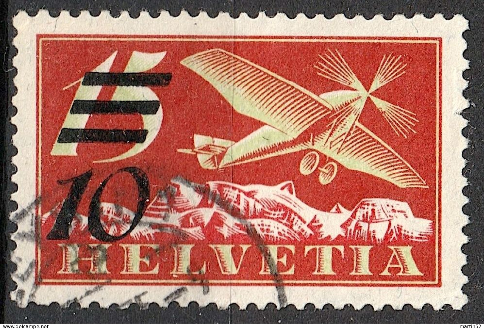 Schweiz Suisse 1935: Aufdruck ==10 Auf 15 Zu Flug 19 Mi 285 Yv PA 19 Mit ⊙ LEYSIN 1 ?.?.35 (Zu CHF 60.00) - Gebruikt