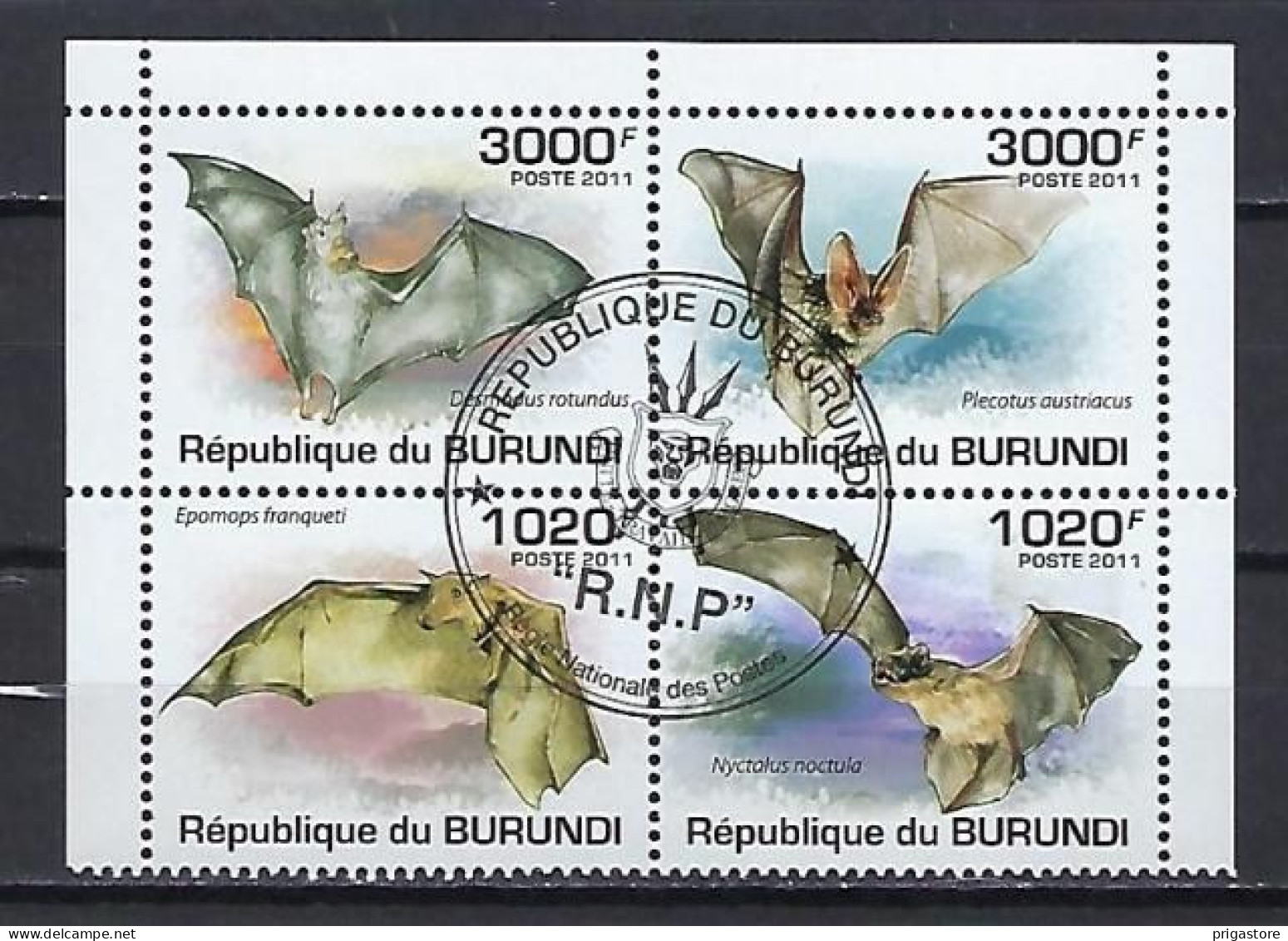 Animaux Chauve-Souris Burundi 2011 (364) Yvert N° 1197 à 1200 Oblitérés Used - Murciélagos