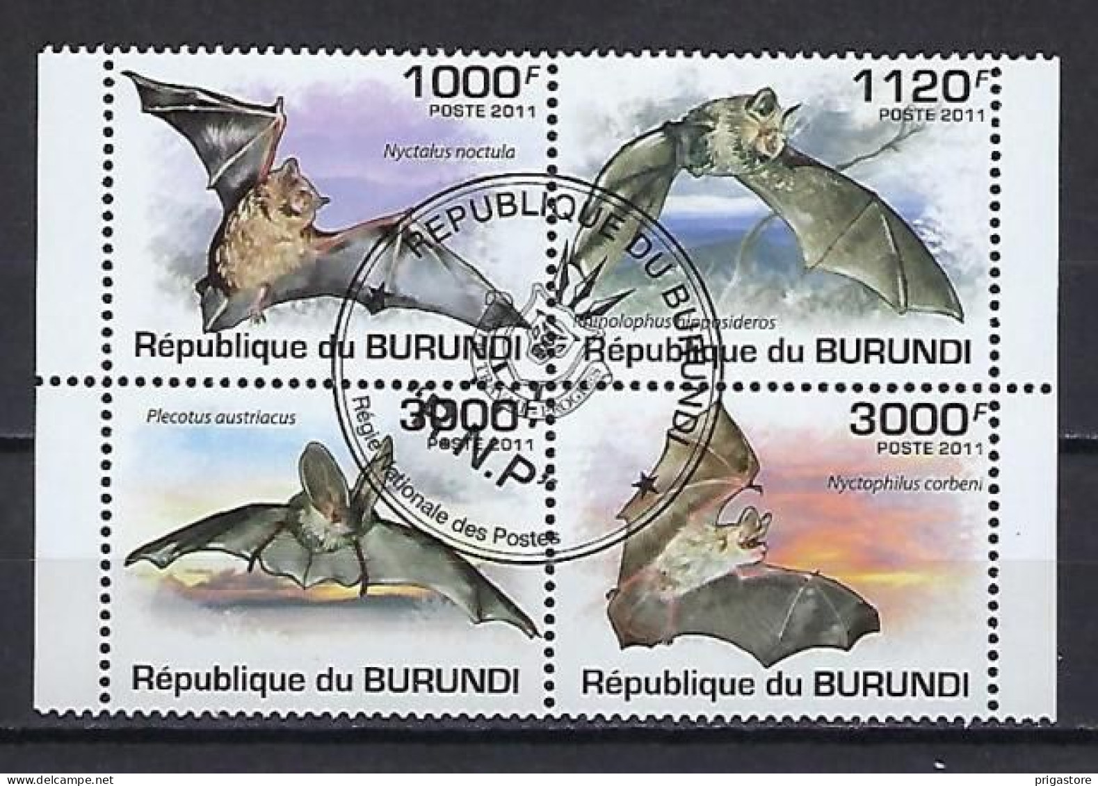 Animaux Chauve-Souris Burundi 2011 (365) Yvert N° Timbres Du Bloc 150 Oblitérés Used - Bats