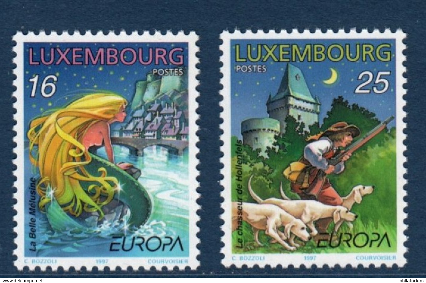 Luxembourg, **, Yv 1368, 1369, Mi 1418, 1419, SG 1447, 1448, Melusine, Le Chien De Hollenfels, - Fairy Tales, Popular Stories & Legends