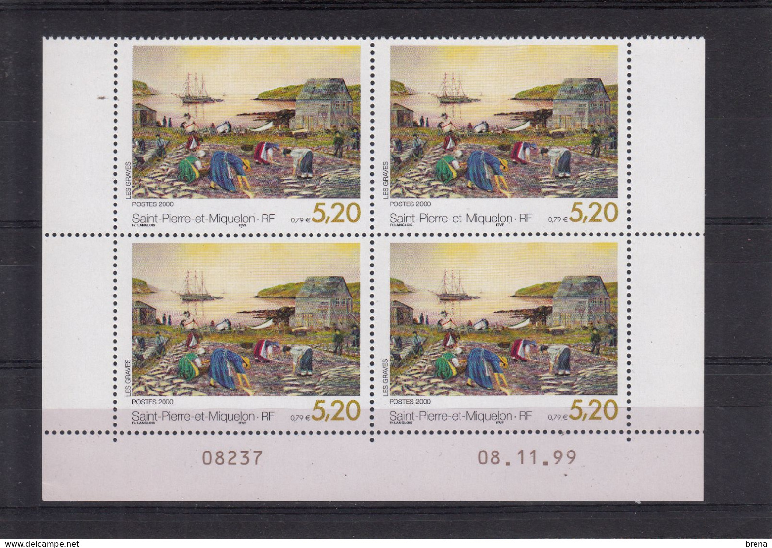 ST PIERRE ET MIQUELON  N° 709  LES GRAVES  BLOC DE 4 COIN DATE  NEUF XX   08.11. 99 - Ungebraucht