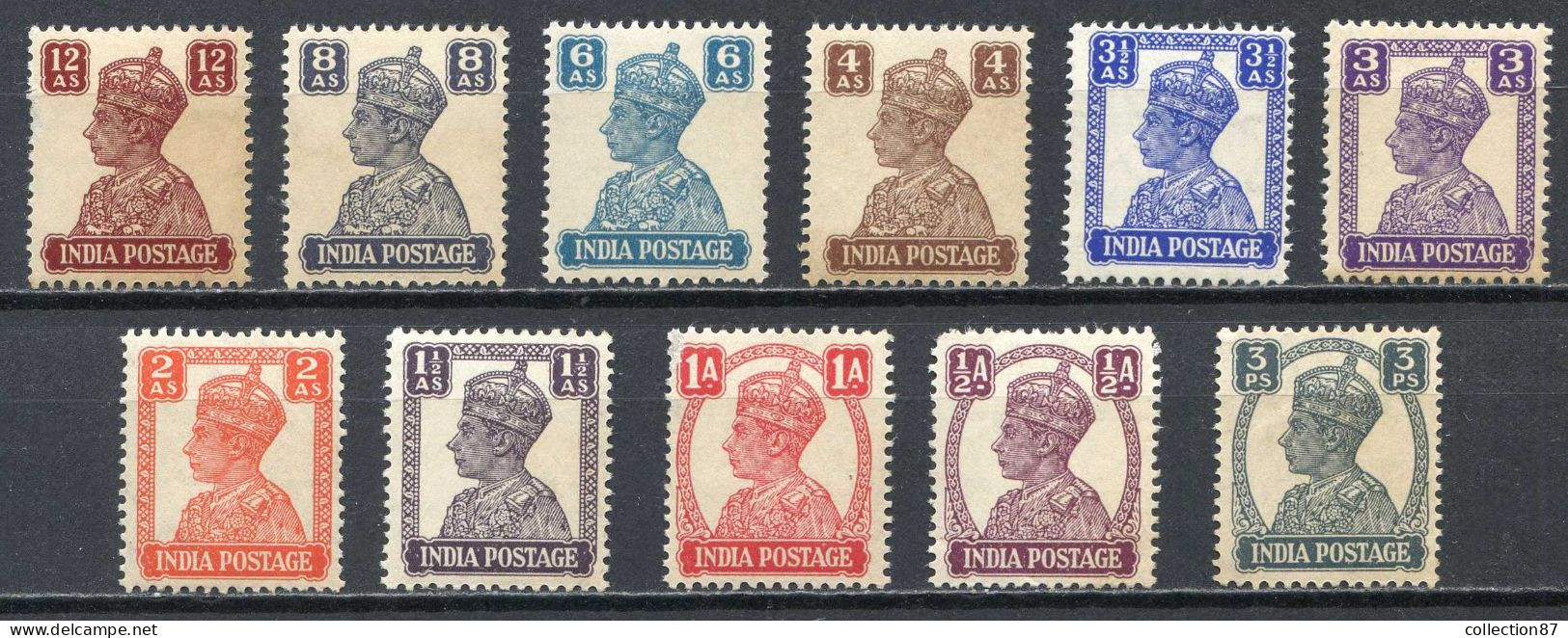 REF 001 > INDE ANGLAISE < Entre N° 161 à 173 * * 11 Valeurs < Neuf Luxe -- MNH * * -- George VI - 1936-47 Roi Georges VI