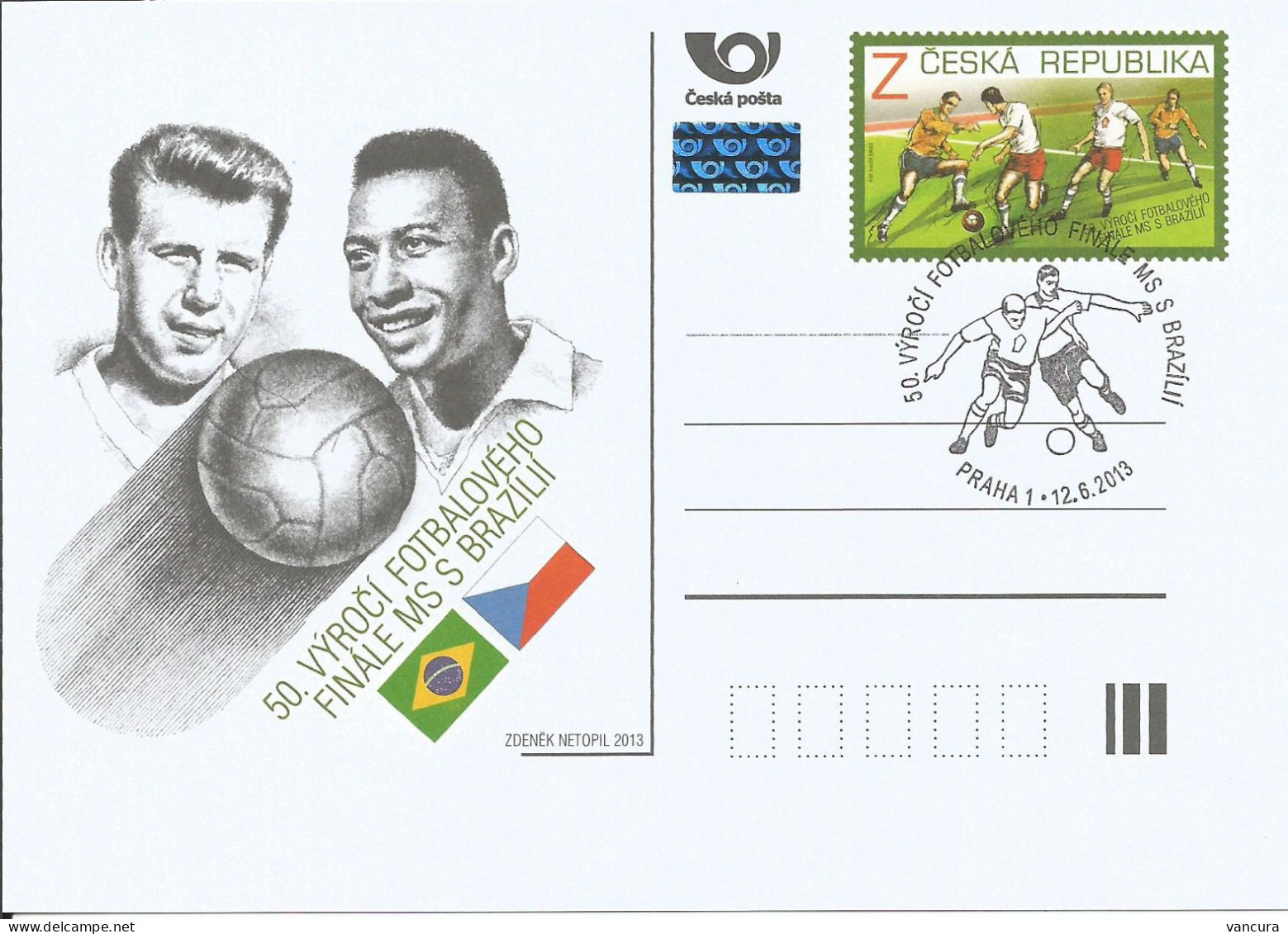 CDV 159 Czech Republic 50th Anniversary Of Chile World Cup 2013 Portraits Of Masopust And Pele - 1962 – Cile