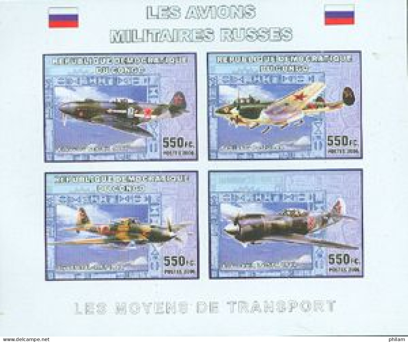 CONGO KINSHASA 2006 -  Les Avions Militaires Russes - 4 V. Non Dentelées - Mint/hinged