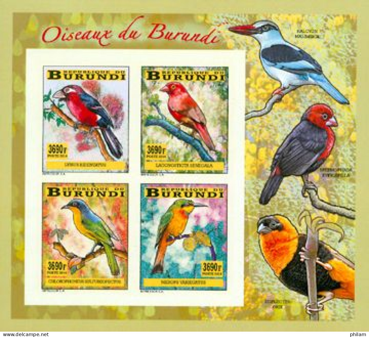 Burundi 2014 - Les Oiseaux Du Burundi - Oiseaux Chanteurs - Bloc Collectif ND - Ungebraucht