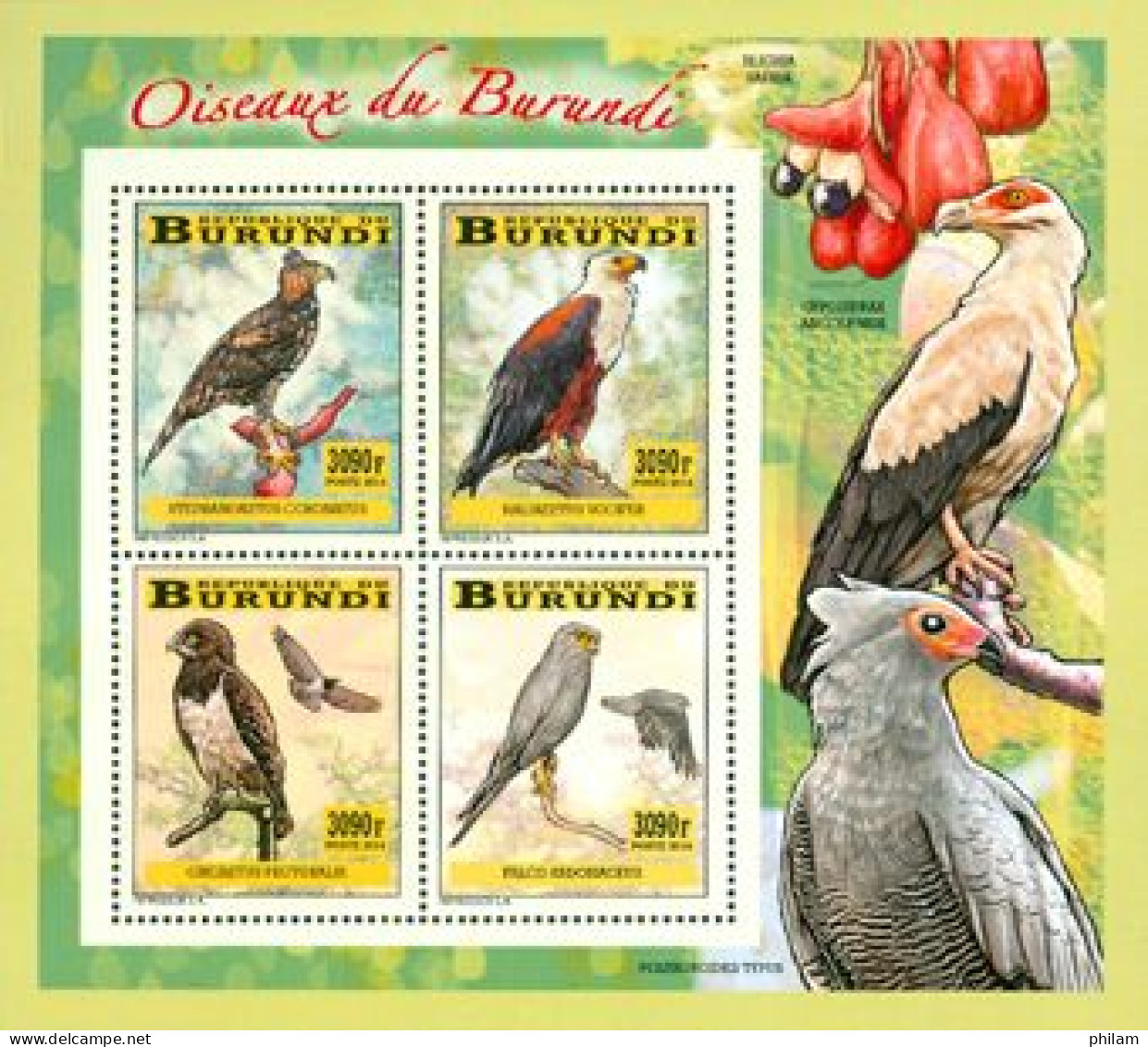 Burundi 2014 - Les Oiseaux Du Burundi - Rapaces - Bloc Collectif - Ungebraucht