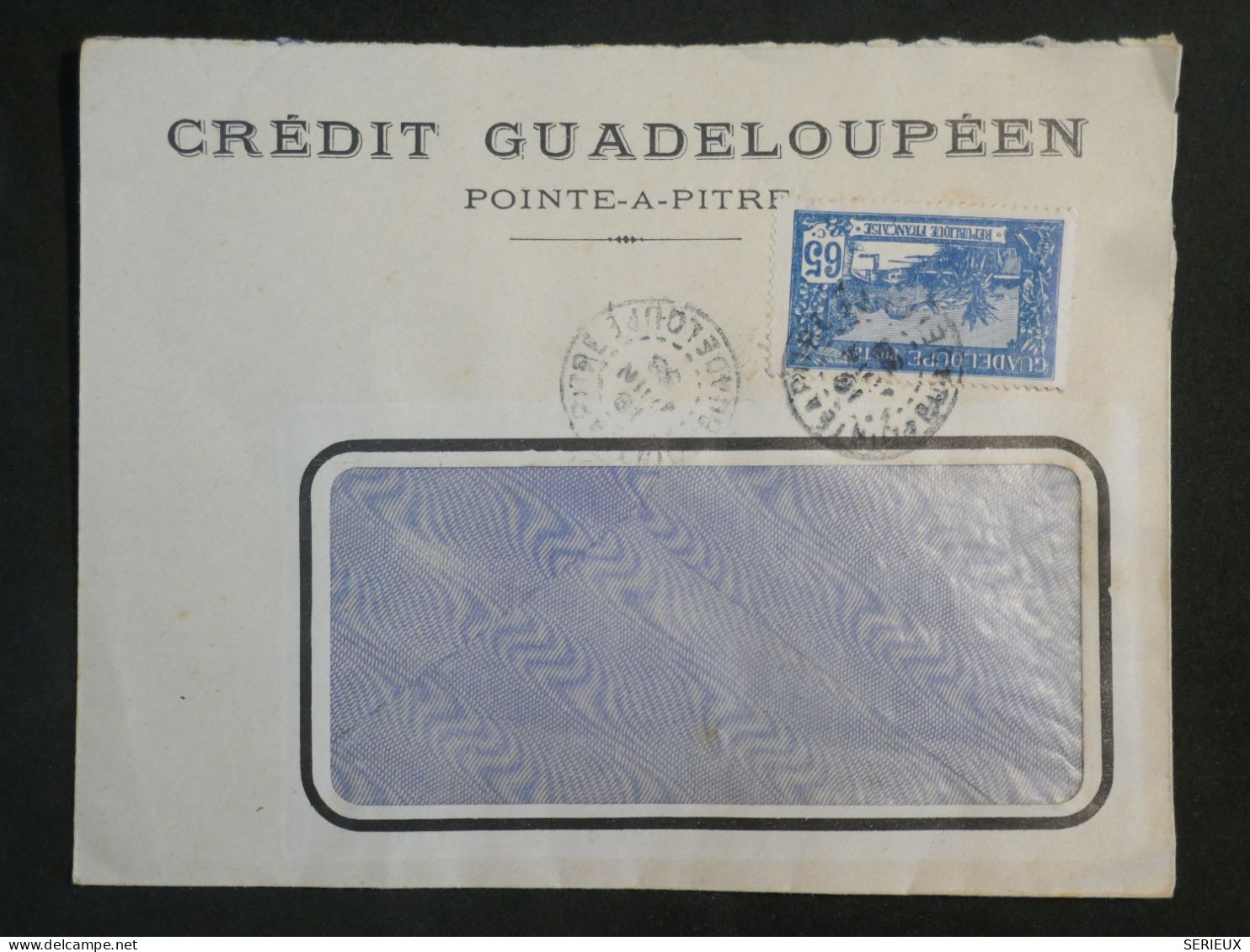 DK 16 GUADELOUPE   LETTRE   FENETRE  1934 BANQUE  POINTE A PITRE   A  TROYES   FRANCE + +AFF. INTERESSANT+++ + - Covers & Documents