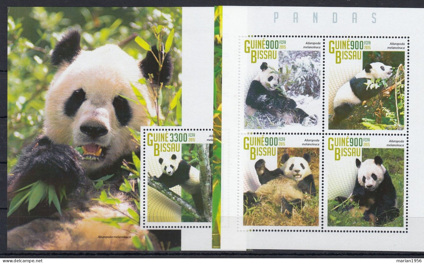 Guinea-Bissau 2015 - OURS PANDAS - BL + BF - MNH - Orsi