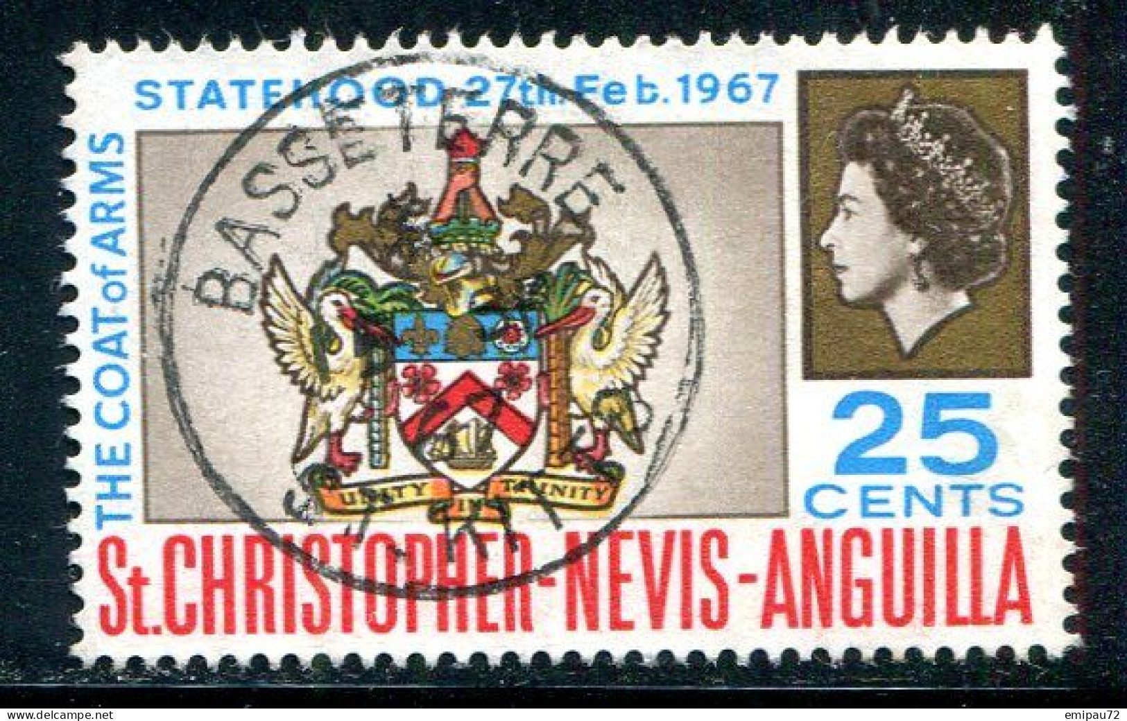 SAINT CHRISTOPHE-NEVIS-ANGUILLA- Y&T N°198- Oblitéré (très Belle Oblitération!!!) - St.Cristopher-Nevis & Anguilla (...-1980)