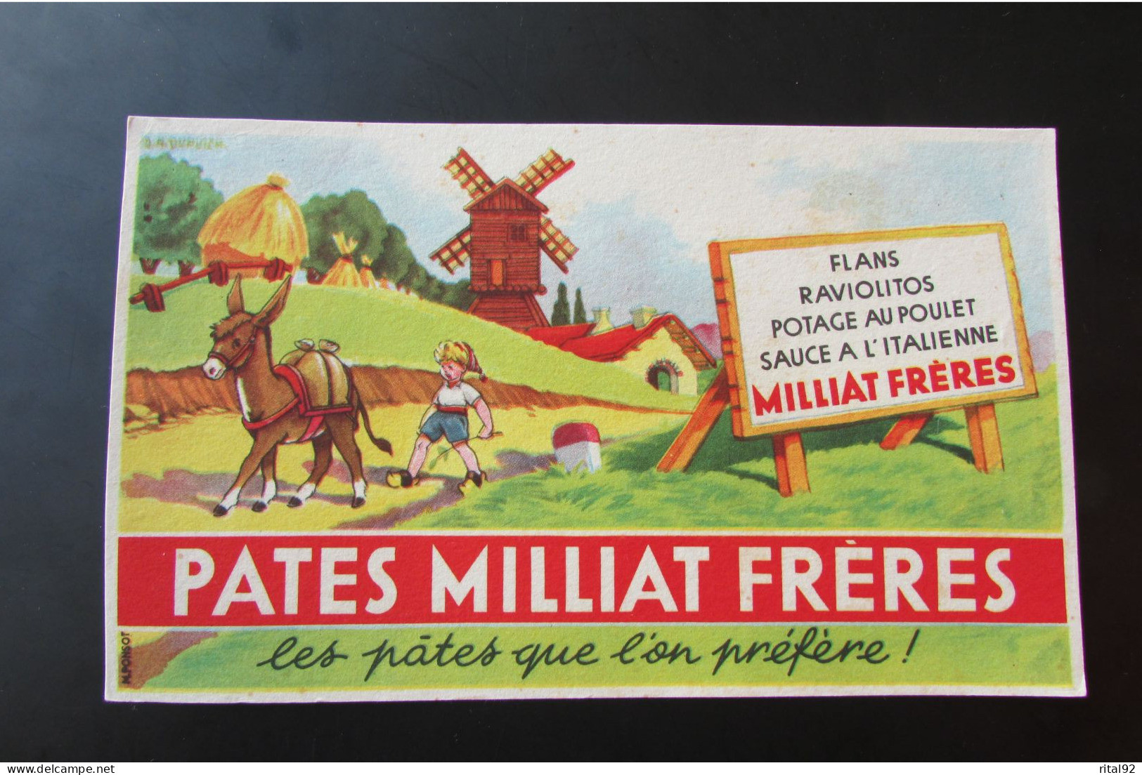 Buvard "PATES MILLIAT FRERES" - Levensmiddelen