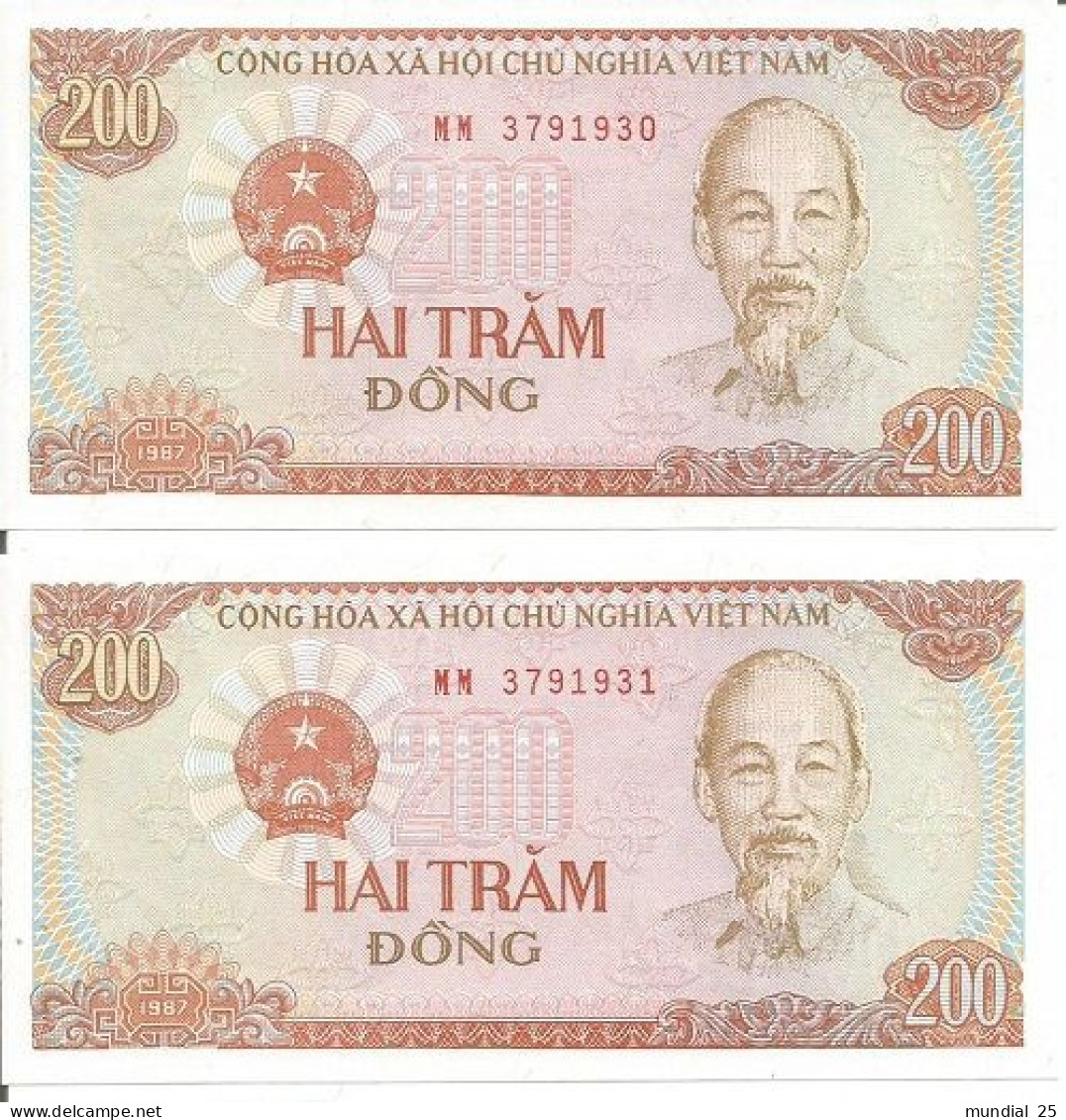 2 VIETNAM 200 DONG 1987 - Vietnam