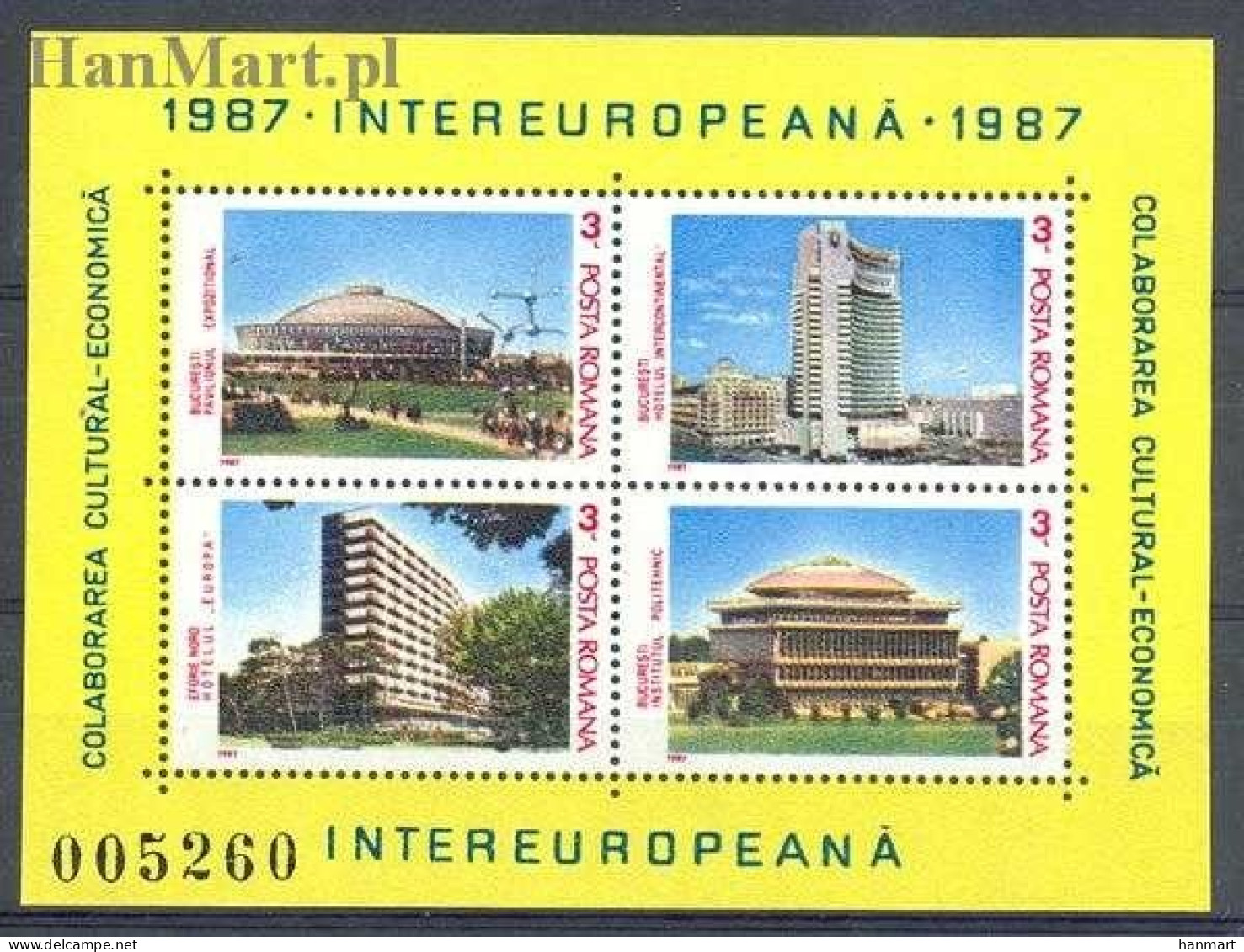 Romania 1987 Mi Block 231 MNH  (ZE4 RMNbl231) - Hotels, Restaurants & Cafés