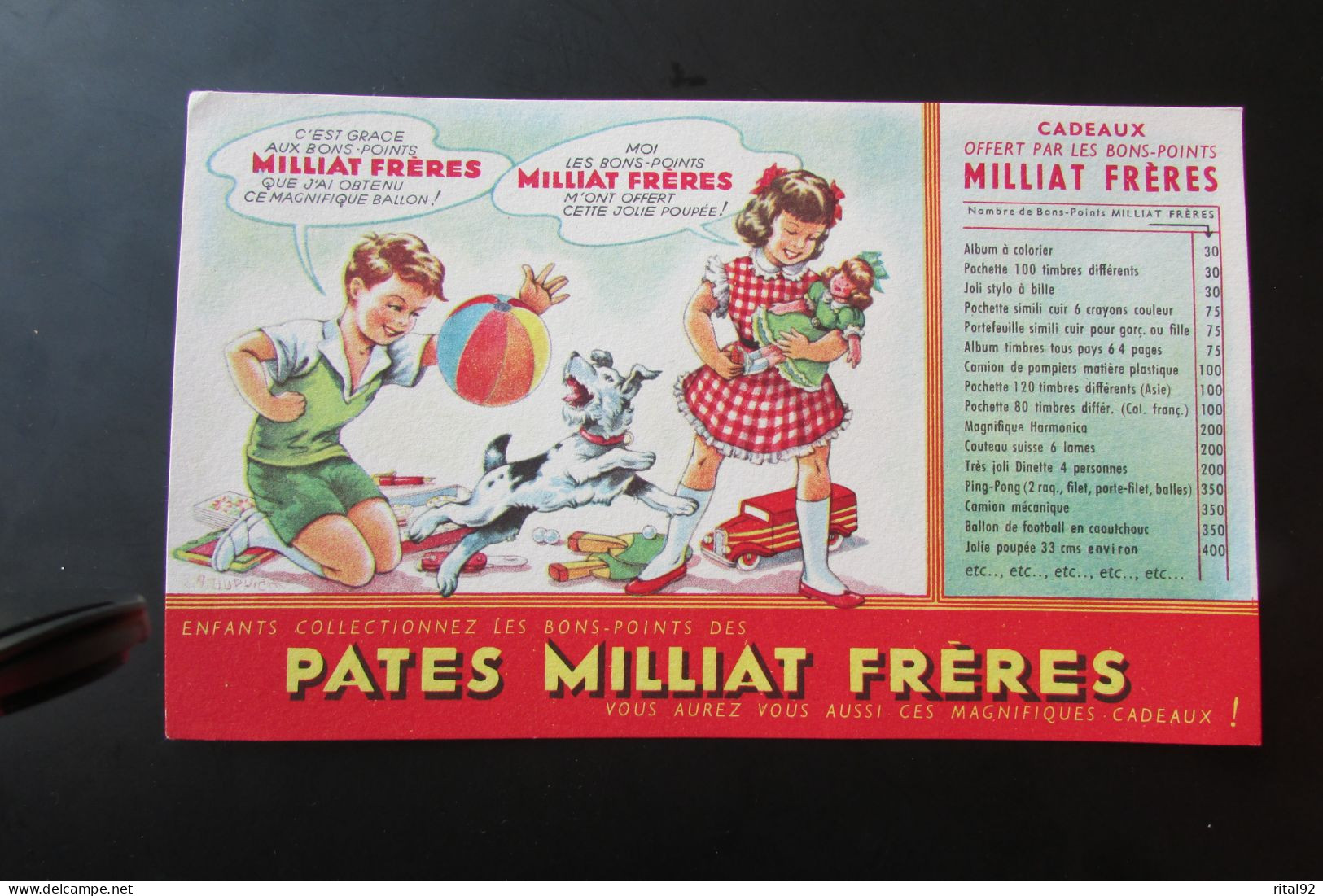 Buvard "PATES MILLIAT FRERES" - Food