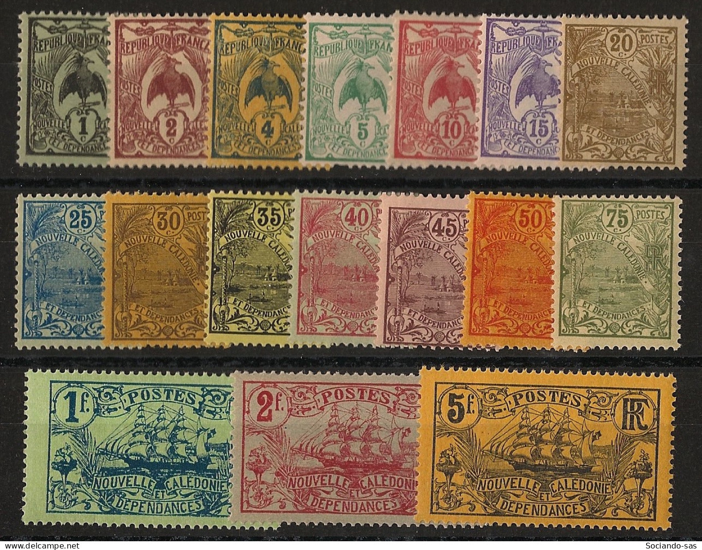 NOUVELLE-CALEDONIE - 1905-07 - N°YT. 88 à 104 - Série Complète - Neuf* / MH VF - Nuovi