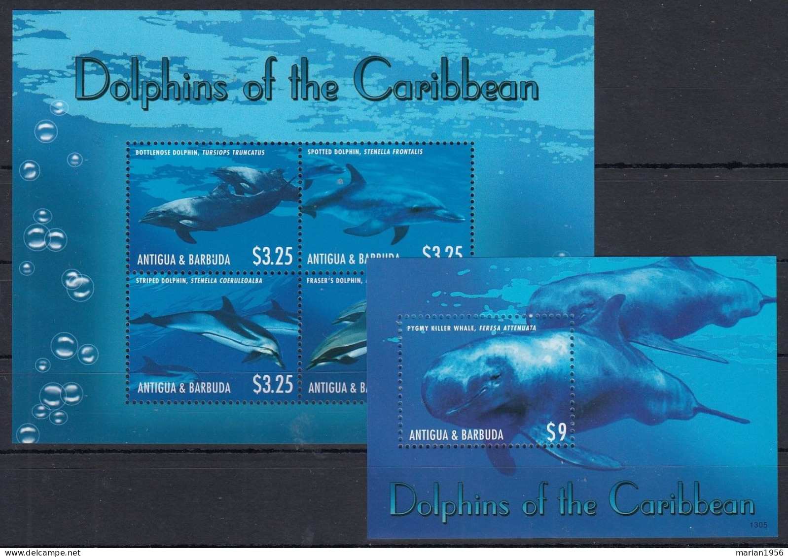 Antigua & Barbuda 2012 - DAUPHINS - BL + BF - MNH - Mich.12 Eur. - Delfines