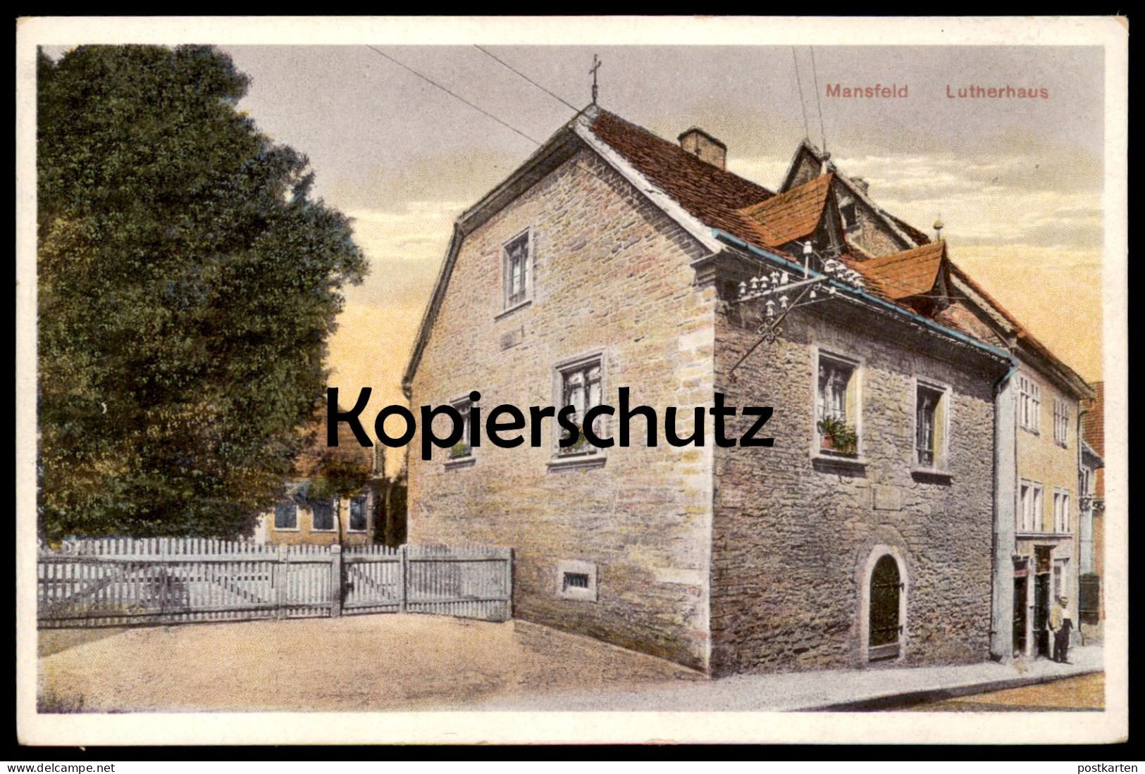 ALTE POSTKARTE MANSFELD DAS LUTHERHAUS SÜDHARZ HARZ LUTHER-HAUS FREILEITUNG TELEFON ? ELEKTRIZIÄT? AK Cpa Postcard - Mansfeld